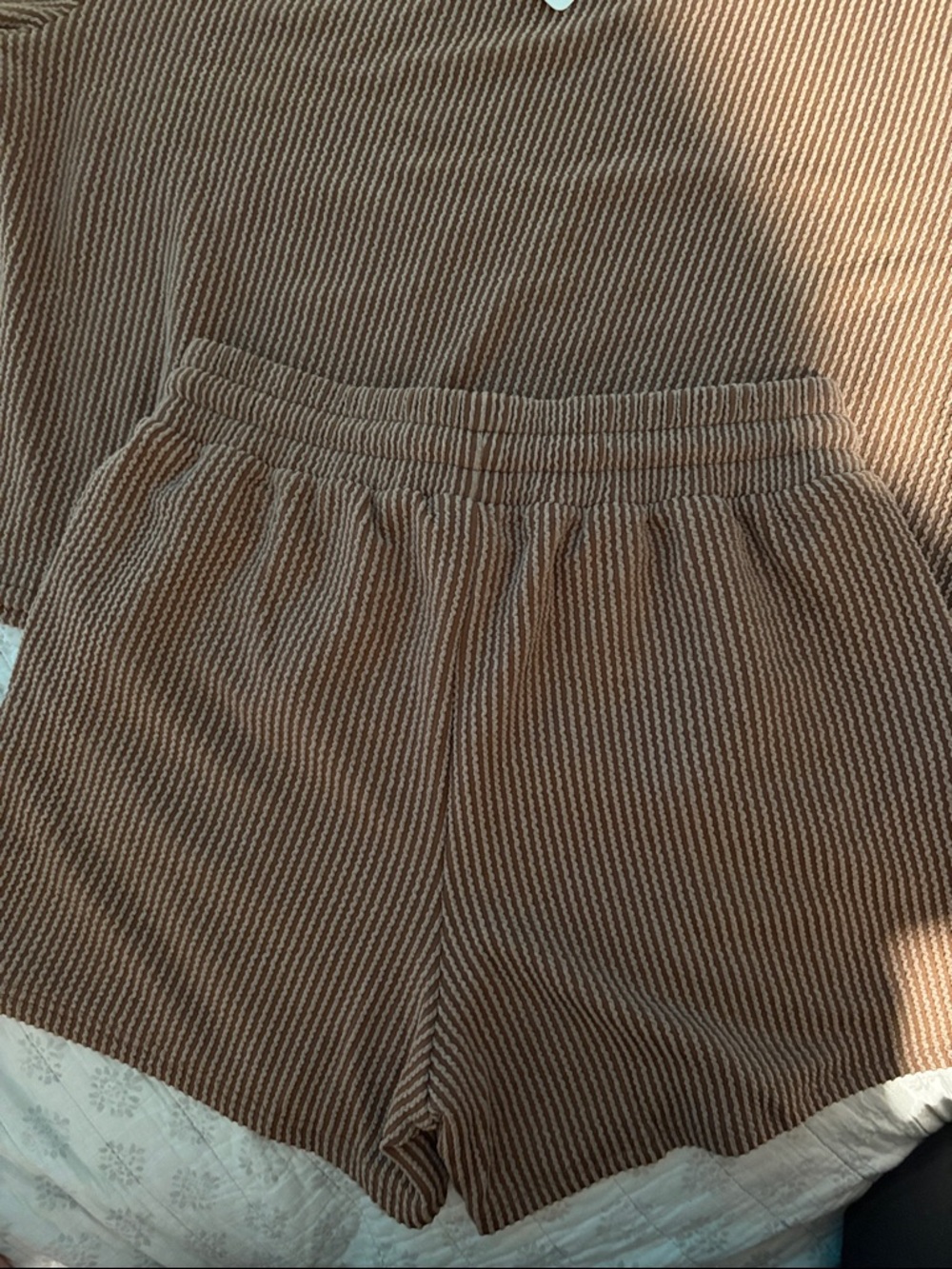 Zenana Outfitters Brown Waffle Knit Short Set - Picture 5 of 6